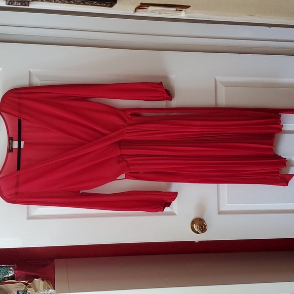 Lady in Red Pleated Dress, Size XL - Picture 9 of 15